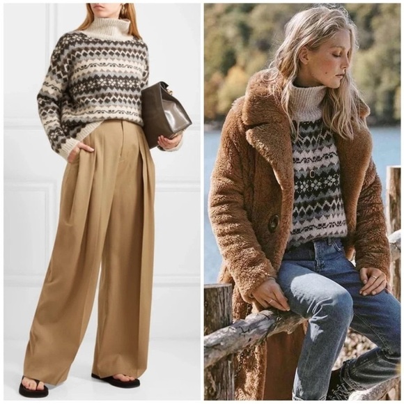 Nili Lotan Catalina Fair Aisle Turtleneck Sweater - Picture 1 of 11